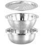 Lot de 3 passoires à pâtes en acier inoxydable avec bol et râpe - Funsuei