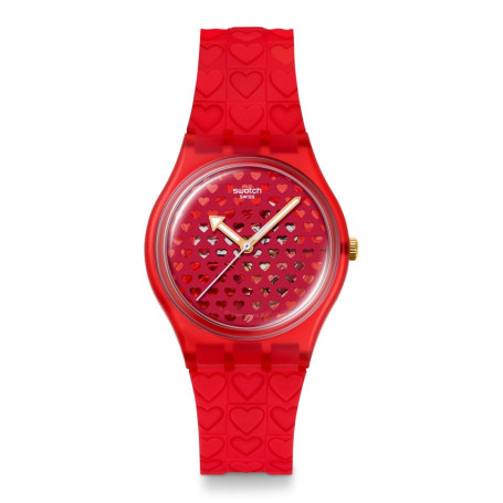 Montre Swatch unisexe rouge à quartz pour la Saint-Valentin