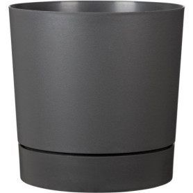Pot de fleurs rond avec réserve - Gris métallique - 14 L