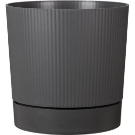 Pot de fleurs rond avec réserve - GARDEN ID - Ø 29 cm - Gris métallique