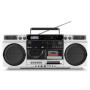 Ghetto Blaster Vintage MEDION - Radio DAB+, CD, Cassette, USB, MP3 - 2x10W RMS - Argent