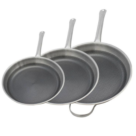 Set de 3 poêles à induction ELO Relief Solutions en inox 18/10