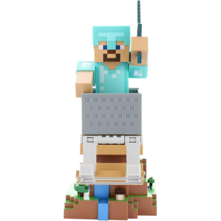 Figurine Minecraft Steve en Armure Diamant - Support Écouteurs et Accessoires