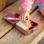 Lunch Box Snacky Rose Blush pour Enfants avec Couverts Inclus