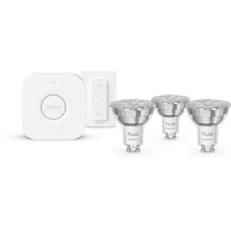 Kit de démarrage Philips Hue avec 3 spots LED GU10 et dimmer switch