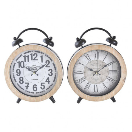 Horloge de table DKD Home Decor Naturel MDF Blanc Fer (25,8 x 8 x 32 cm) (2 Unit 95,99 €