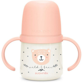 Biberon avec anses SUAVINEX NIGHT&DAY WILD&FREE 150 ml Rose