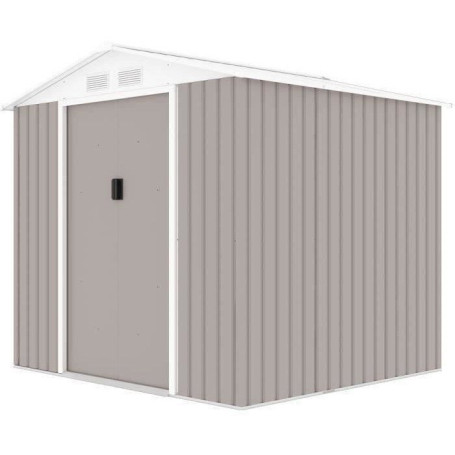 Abri de jardin en métal taupe 4,07 m² avec portes coulissantes