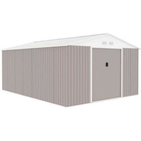 Abri de jardin en métal SATURNE 15,16 m² avec portes coulissantes - Taupe