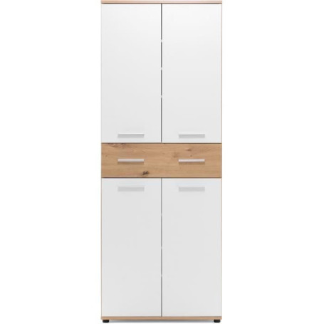 Armoire à chaussures en chêne artisan et blanc avec tiroir - 24 paires