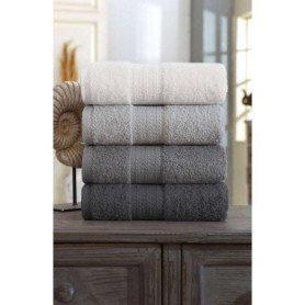 Ensemble de 4 serviettes de bain en coton gris - 50 x 85 cm