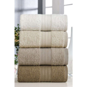 Ensemble de 4 serviettes de bain en coton marron - 50 x 85 cm