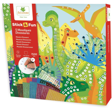 Coffret Stick'N Fun Dinosaures - Jeu de Mosaïque SYCOMORE pour Enfants