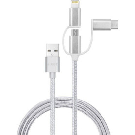 Câble 3 en 1 AUTO-T - Micro-USB, Apple Lightning, USB-C - 100 cm