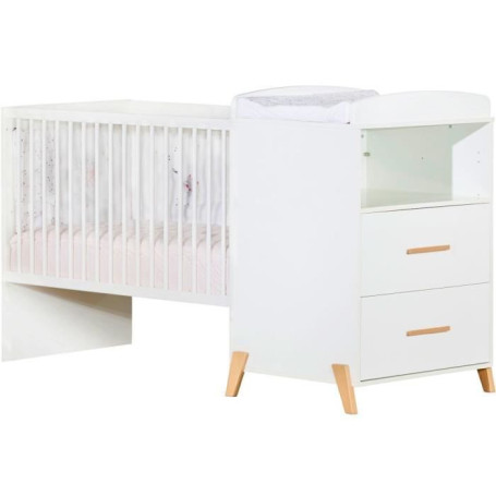 Lit Combiné Évolutif Joy - 120x60cm à 90x190cm - Babyprice Naturel