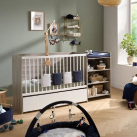 Lit bébé évolutif 120x60cm en chêne Silex avec commode