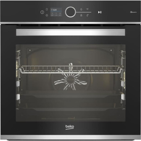 Four encastrable multifonction BEKO avec pyrolyse et porte froide - Inox et Noir