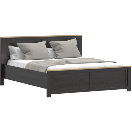 Lit King Size BOHOL en Chêne et Noir - 180 x 200 cm