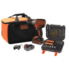 Perceuse à percussion sans fil BLACK+DECKER 18V avec 2 batteries et accessoires
