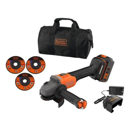 Meuleuse sans fil 18V avec batterie 4Ah et chargeur - BLACK+DECKER