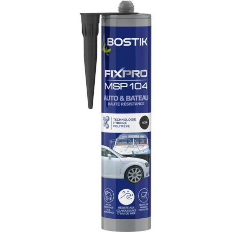 Colle BOSTIK FIXPRO MSP 104 - Mastic Noir 290 ml pour Bricolage et Nautisme