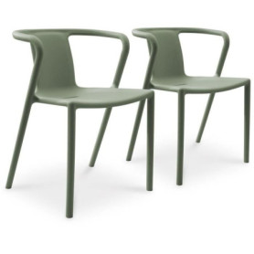 Lot de 2 Fauteuils de Jardin Empilables DIEGO en Olive