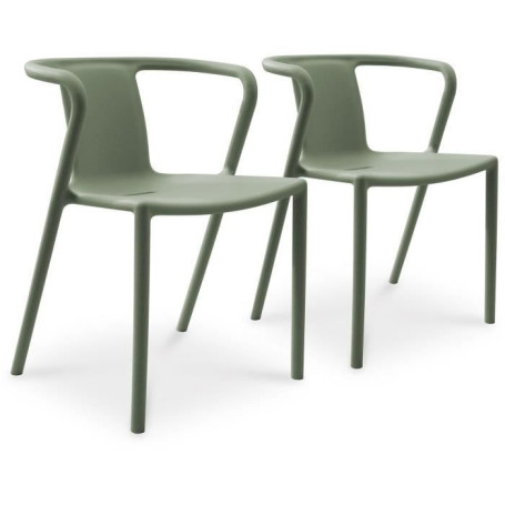 Lot de 2 Fauteuils de Jardin Empilables DIEGO en Olive