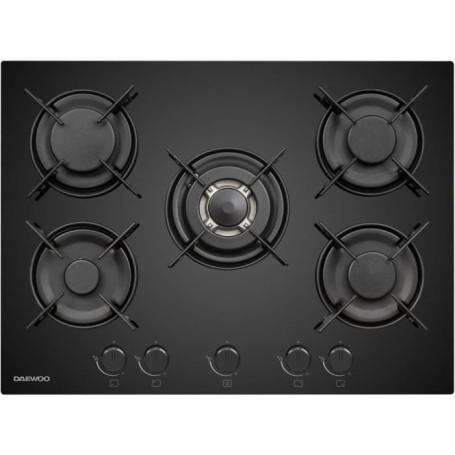 Plaque de cuisson à gaz DAEWOO 5 foyers 70 cm Noir