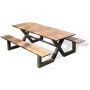Table de jardin Vancouver avec bancs en aluminium gris anthracite