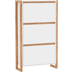 Meuble à chaussures élégant en blanc et chêne - 12 paires