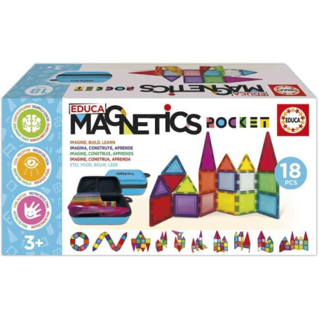 Mallette Magnetics - Jeu de construction éducatif avec 18 blocs magnétiques