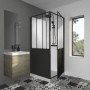 Cabine de Douche Industrielle Noir 90x90 cm avec Porte en Verre