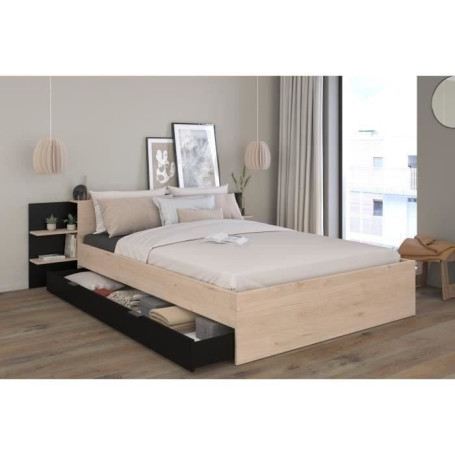 Lit adulte HORN 140 x 190/200 cm avec tiroir de rangement - Parisot