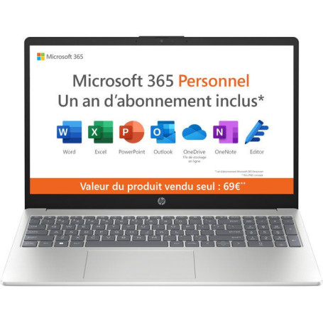 PC Portable HP 15,6" FHD - Windows 11 et Microsoft 365 Inclus