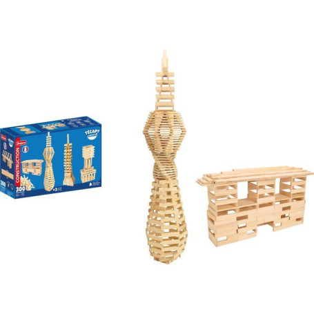 JEUJURA TéCap Classic - Jeu de Construction en Bois Naturel - 300 Pièces