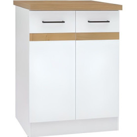 Meuble Bas de Cuisine JUNONA 60 cm - 2 Portes - Blanc Brillant