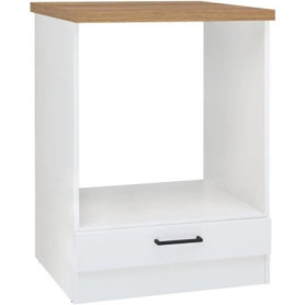 Meuble Bas Four 60 cm Blanc Brillant avec Plan de Travail