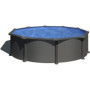 Kit Piscine Hors Sol Ronde en Acier Anthracite Ø480 cm avec Filtration et Échelle