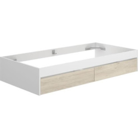 Lit LAGO avec 2 tiroirs - 90 x 190 cm - Blanc et Chêne