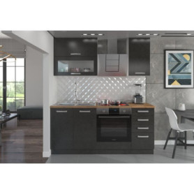Cuisine complète LASSEN 180 cm avec meuble four - Gris Matera
