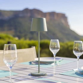 Lampe de Table Sans Fil KELLY OLIVE - LUMISKY - Aluminium Vert LED Dimmable