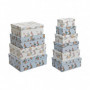 Jeu de Caisses de Rangement Empilables DKD Home Decor Bleu Blanc Fleurs Carton ( 97,99 €