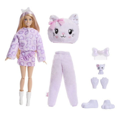 Barbie Cutie Reveal - Poupée Chat Mauve avec Accessoires Surprises