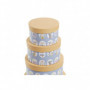 Jeu de Caisses de Rangement Empilables DKD Home Decor animaux Rond Bleu Carton ( 110,99 €