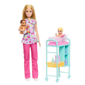 Coffret Barbie Pédiatre avec Poupées et Accessoires
