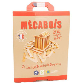 Baril de 200 planchettes en bois Mécabois - Jeu de construction durable