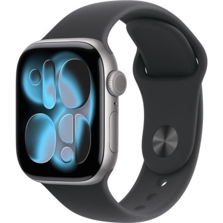 Apple Watch Series 11 GPS 42mm - Boîtier Aluminium Space Grey avec Bracelet Sport Noir
