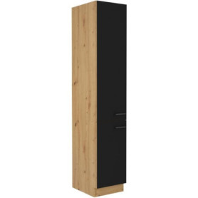 Colonne de Rangement MODENA - 2 Portes en Chêne Artisan et Noir Mat - 40 x 57 x 210 cm