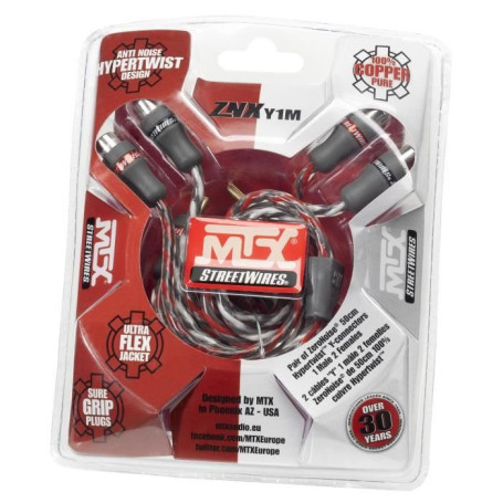 Câble RCA Y MTX StreetWires 50 cm - 100% Cuivre pour Autoradio