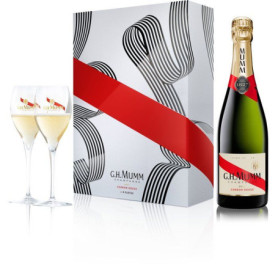 Coffret Champagne Mumm Cordon Rouge avec 2 Flûtes Élégantes